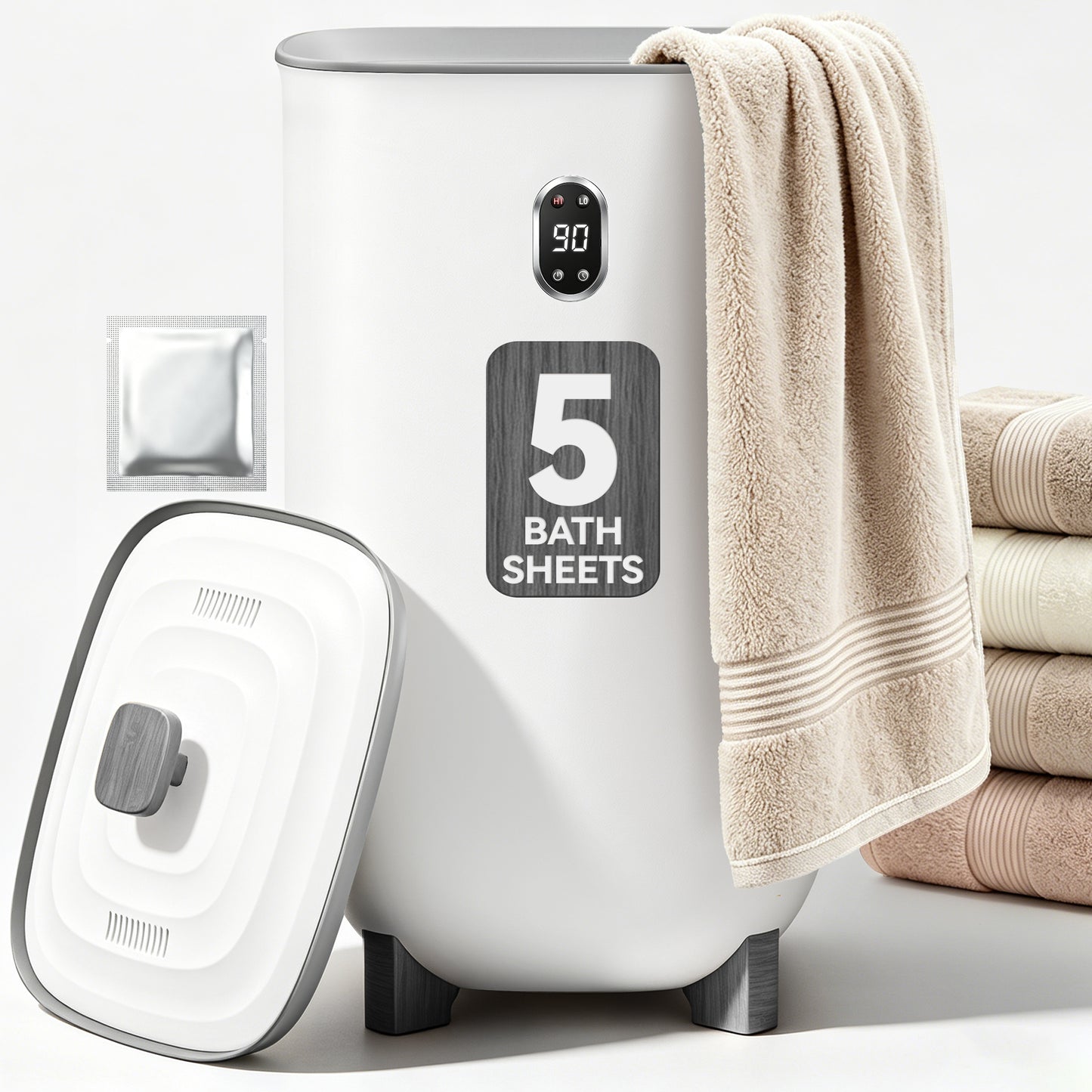 Towel Warmer, 40L Towel Warmers for Bathroom Features 2 Heat Settings, Higher Temperatures and Quicker Heating of Towels, Bathrobes and Blankets, Ideal for Home Spa, Black Grain