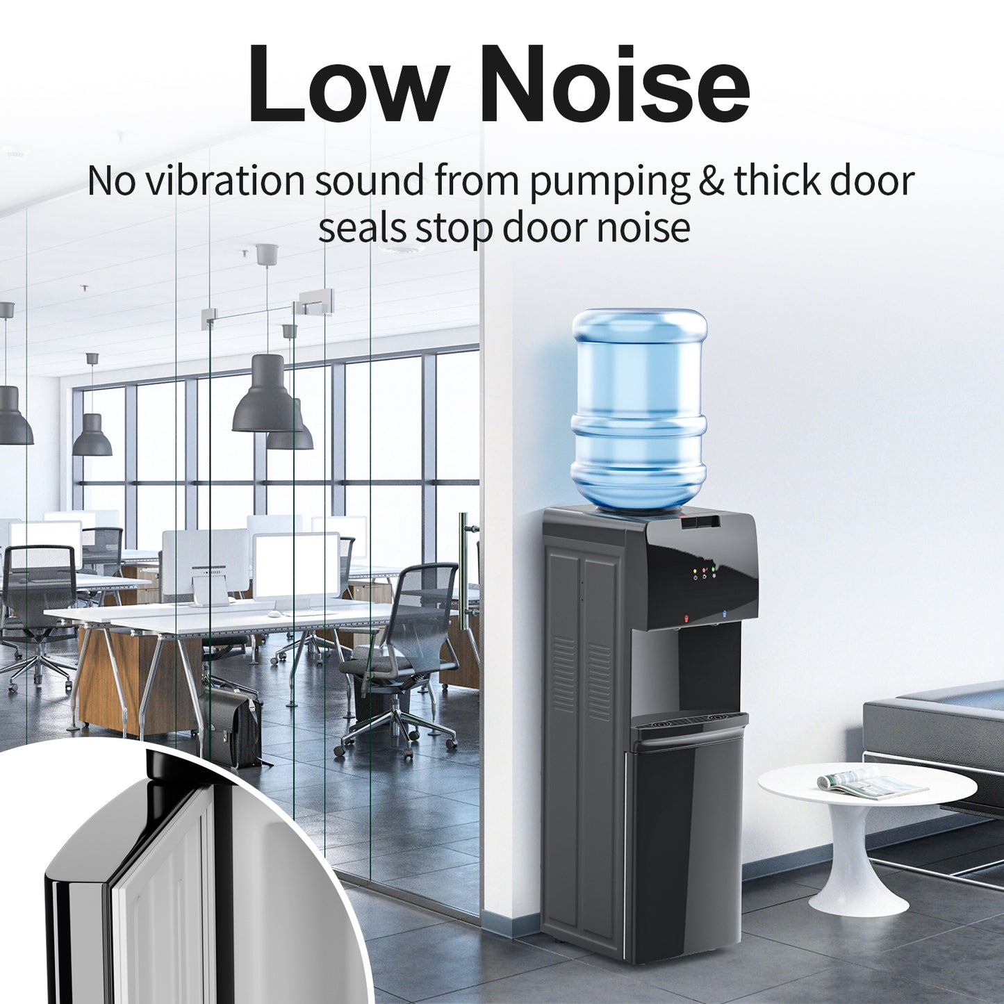 Tehanld Top Loading Water Cooler Dispenser Hot Cold & Cool Water Dispenser for 3 or 5 Gallon Bottles, Child Safety Lock, Simple Quite Design, Ideal for Home, Office, Living Room, Garnet Black