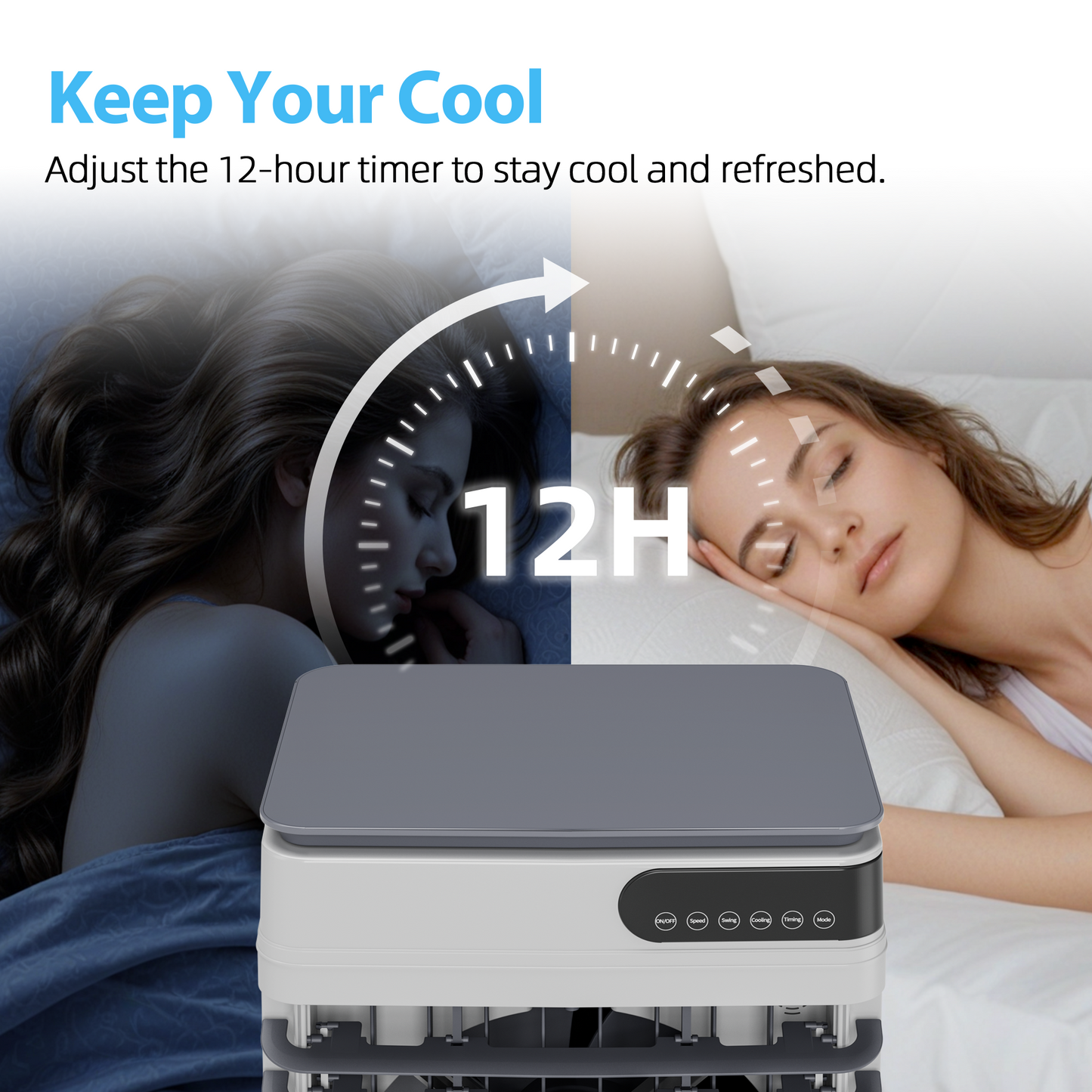 Swamp Cooler Air Conditioners, Large 13.5-Gal Tank for 7d Cooling, 4-IN-1 Portable evaporative cooler with LED Touch Screen, 3 Fan Speed,12H Timer and Remote, 1000 sq ft, Ideal for Large Rooms