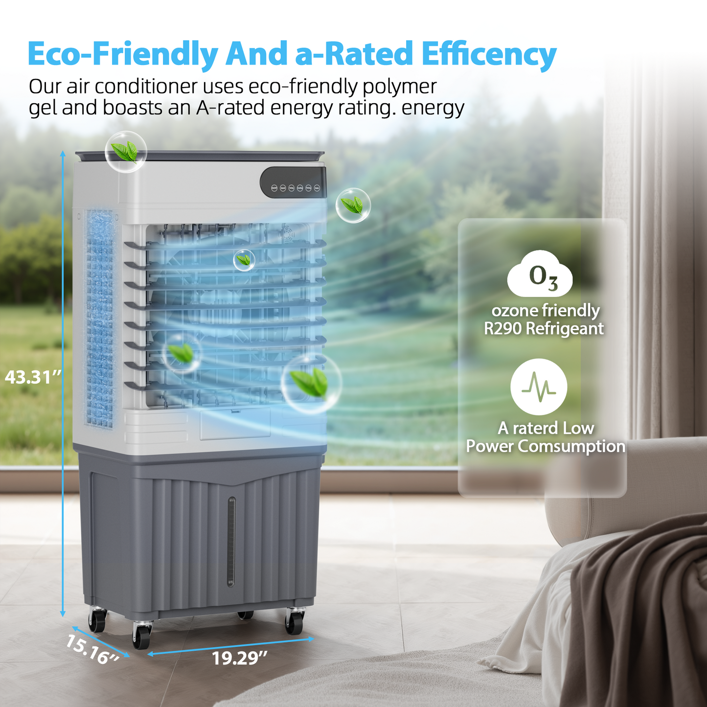 Swamp Cooler Air Conditioners, Large 13.5-Gal Tank for 7d Cooling, 4-IN-1 Portable evaporative cooler with LED Touch Screen, 3 Fan Speed,12H Timer and Remote, 1000 sq ft, Ideal for Large Rooms