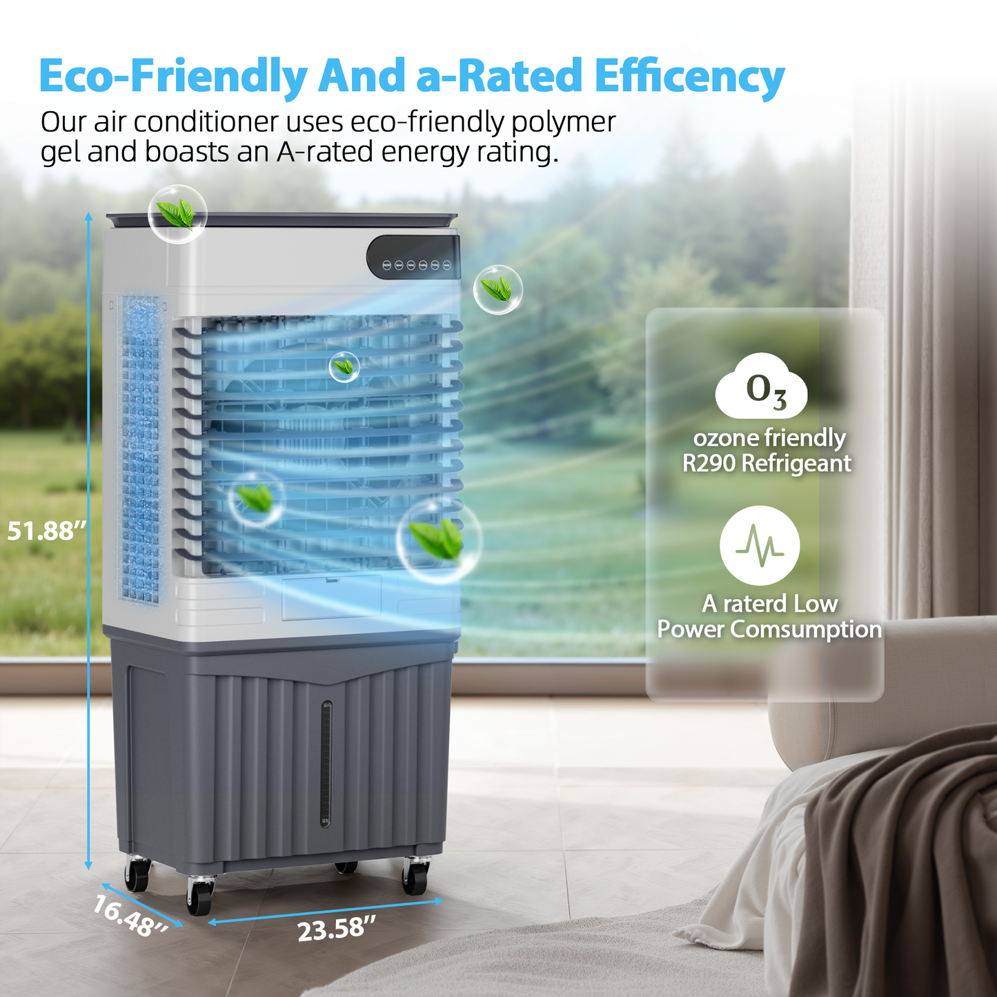 Swamp Cooler Air Conditioners, Large 18.4-Gal Tank for 24/7 Cooling, 4-IN-1 Portable Evaporative Cooler with LED Touch Screen, 3 Fan Speeds,12H Timer and Remote, 1500 sq ft, Ideal for Large Rooms