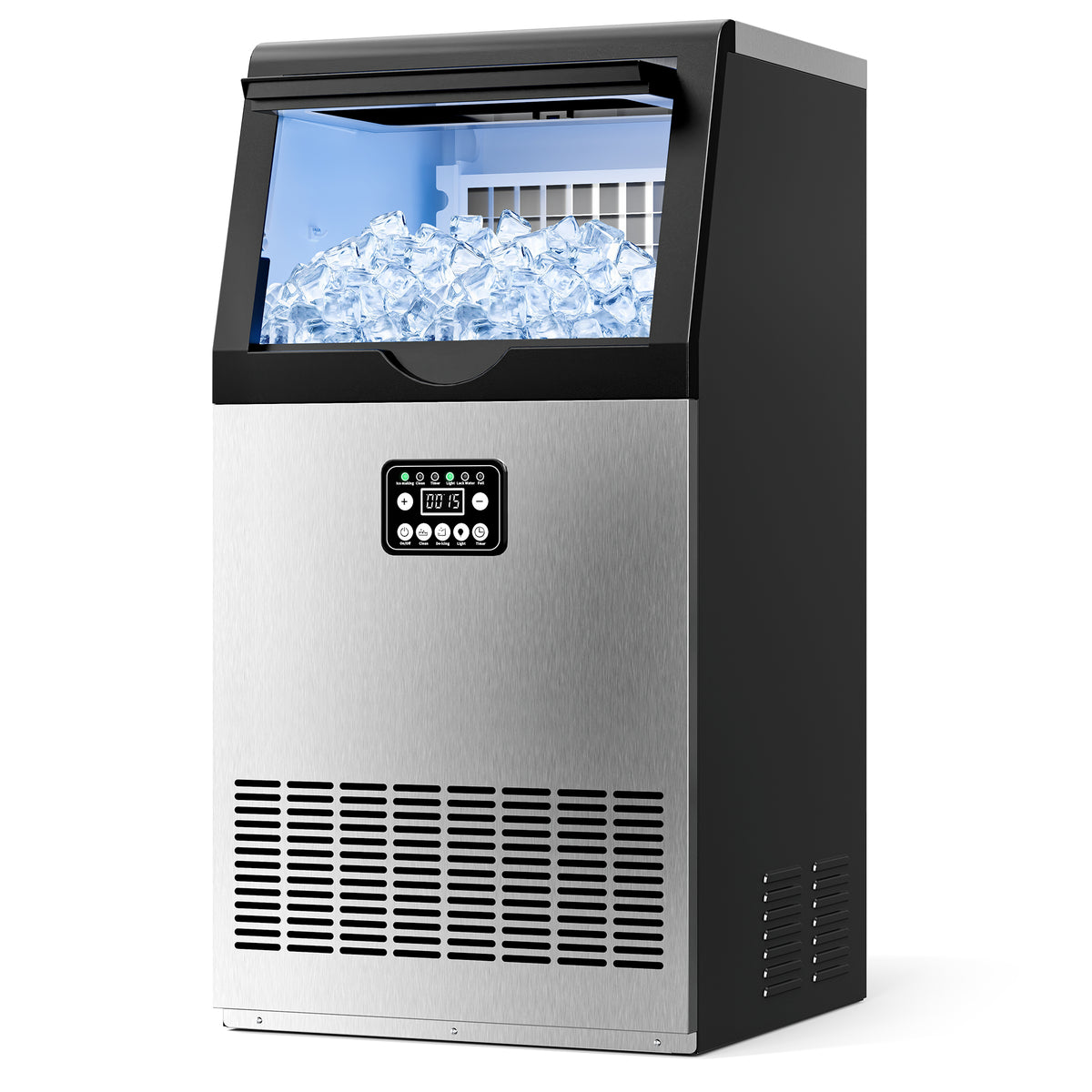 Tehanld Commercial Ice Maker Machine, 100LBS/24H with 30LBS Large Storage Capacity, 36 Ice Cubes/15 Mins, Ice Machine with Self-Cleaning & Water Filter, Under Counter & Freestanding for Home, Bar