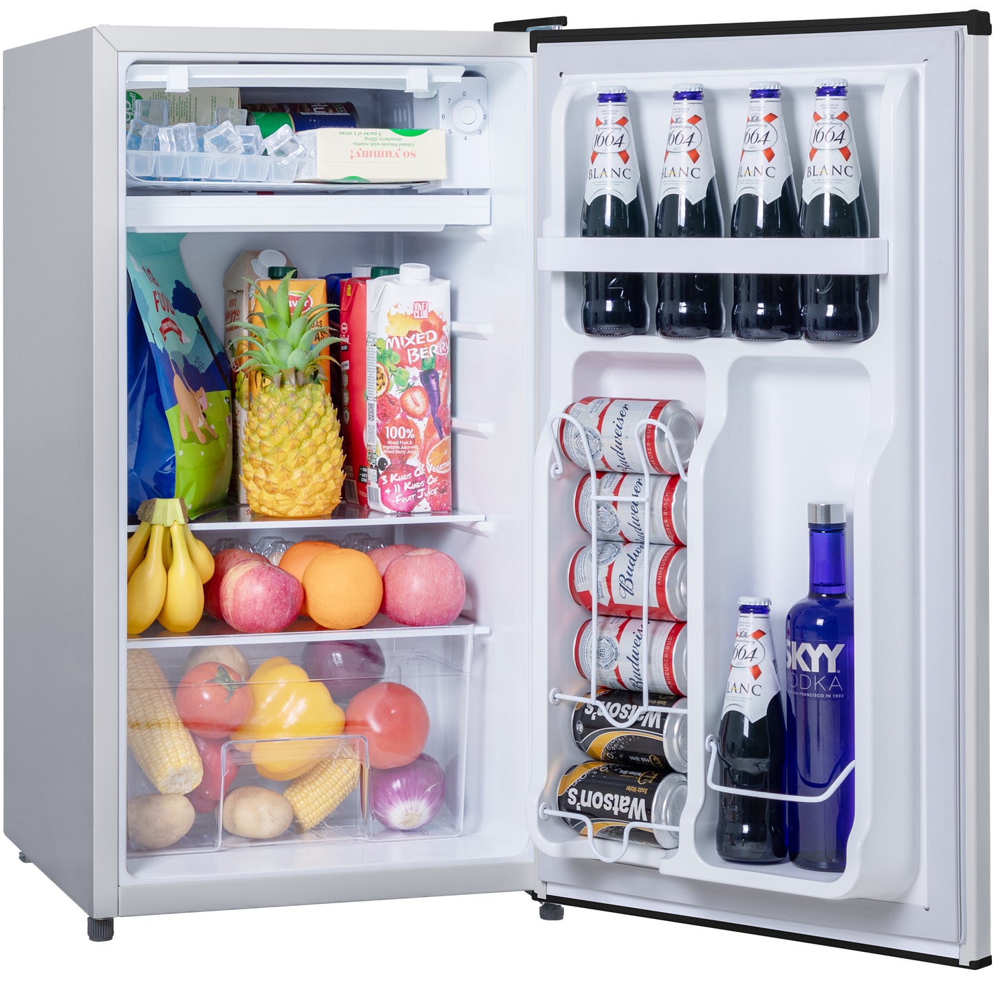3.2 Cu.Ft Mini Fridge for Bedroom Office Dorm, Small Refrigerator Freezer, Mini Compact Fridge with Adjustable Thermostat, Low Noise, Energy Saving, Silver