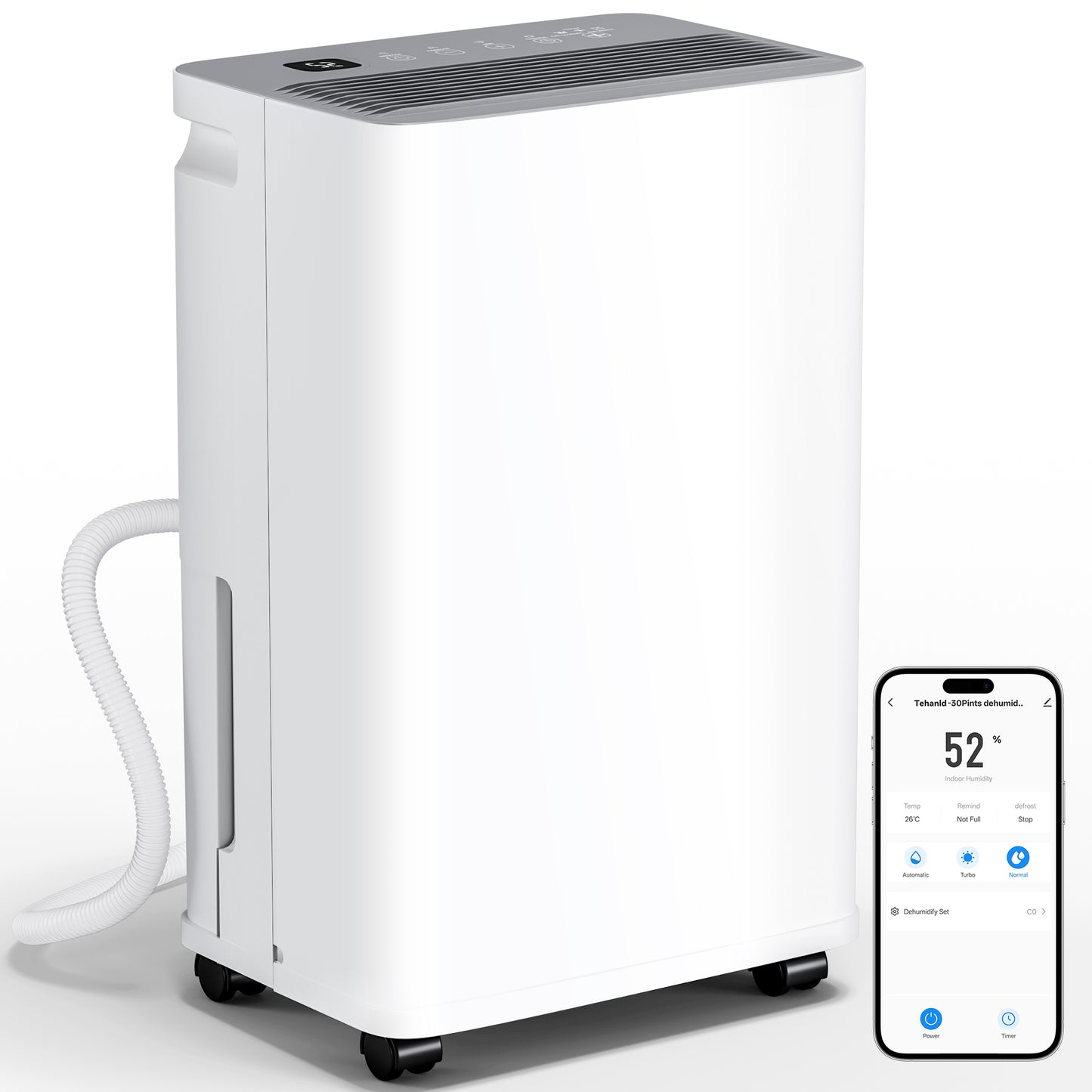 2500 Sq.Ft Dehumidifier for Basement with Drain Hose, 35 Pint Large Best Compressor Dehumidifiers for Home or Garage, Smart Humidity Control, 24H Timer & Child Lock, Ideal for Large Rooms, Garage