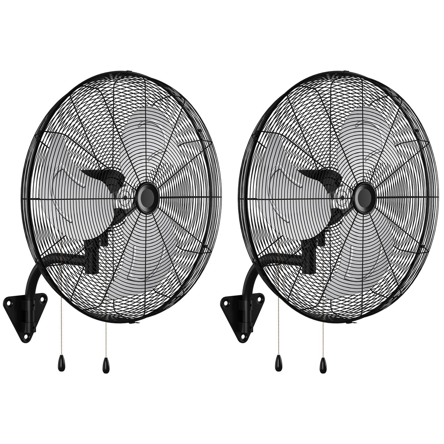 Tehanld 2PC Industrial Wall Fan 26 Inch - 4700 CFM High Velocity Airflow, Heavy Duty Metal Wall Mounted Fan with Dual Pull Chains & 90° Oscillation, 3-Speed Commercial Fan for Warehouse & Barn