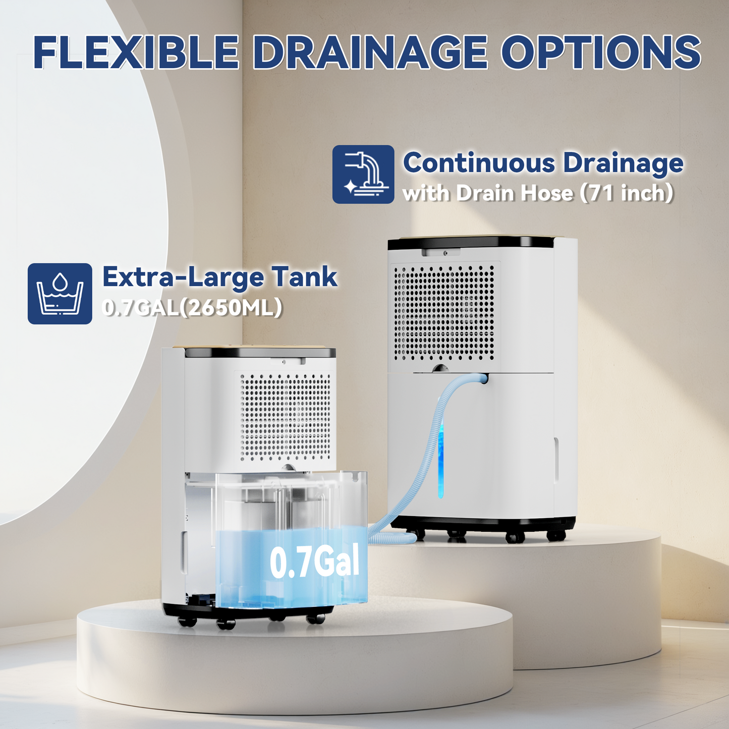 2500 Sq.Ft Large Dehumidifier for Basement, 30-Pint Whole House Dehumidifier with Compressor and Drain Hose, Intelligent Humidity Control, 3 Modes, 24H Timer, Ideal For Bedrooms, Bathrooms or RV