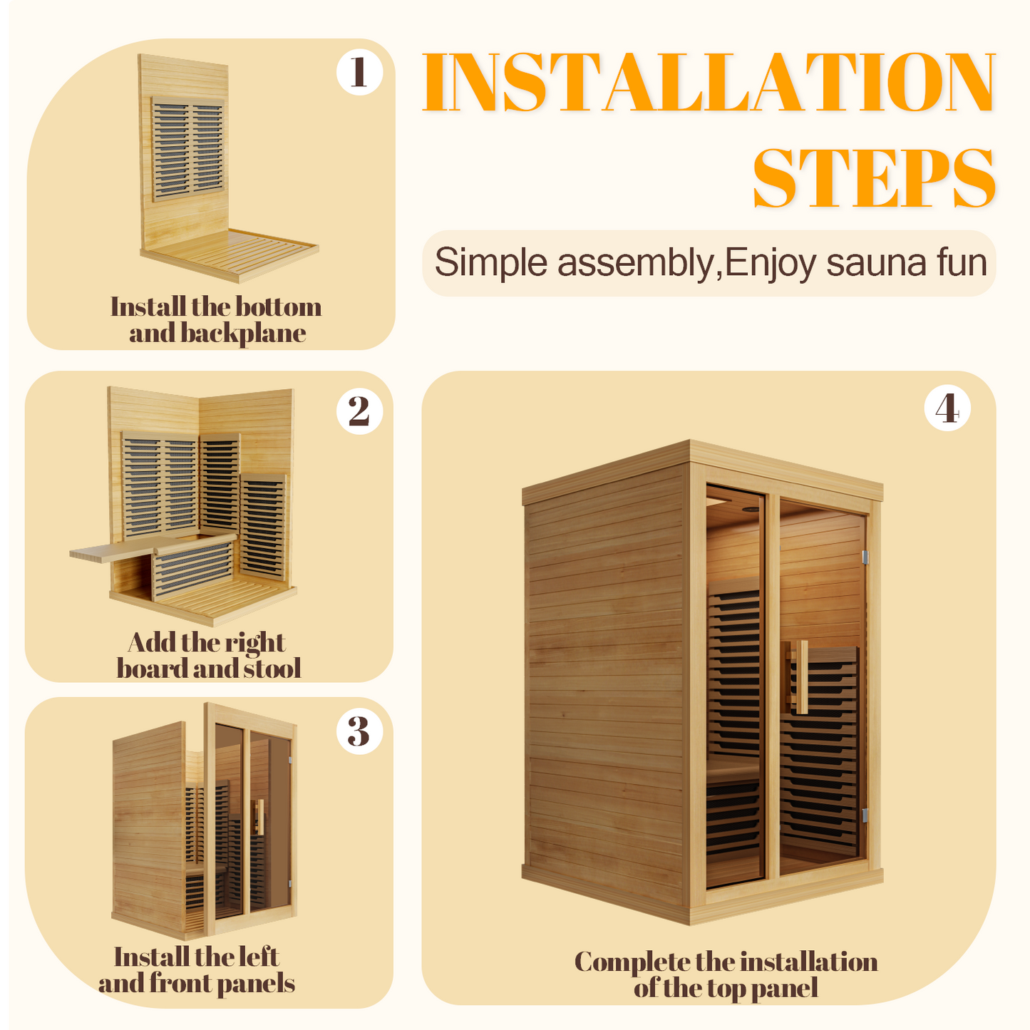 Tehanld Far Infrared Wooden Sauna Low EMF- 2 Person Personal Sauna for Home Use, Full Spectrum Infrared Sauna, Dual Tempered Glass & Bluetooth Speakers - Indoor Sauna 2000W, Natural Wood