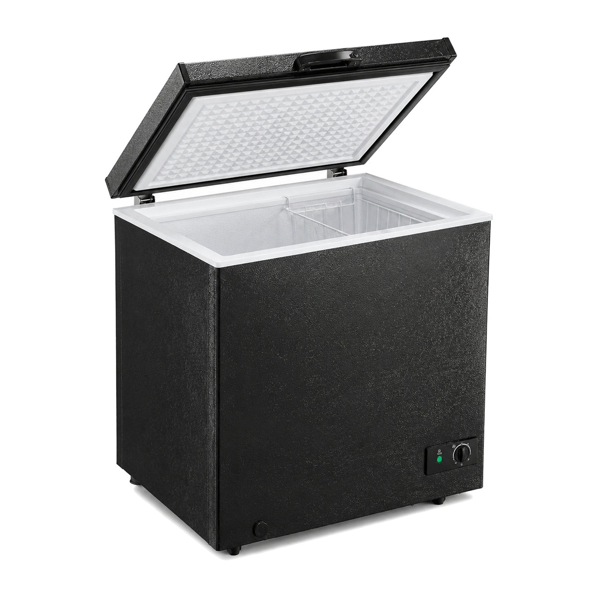 1.8 Cu.Ft Chest Freezer, Small Deep Freezer with 7-Level Thermostat, BlackCompact 2.5 sq.ft footprint with quiet cooling, 7-level thermostat, removable basket and defrost drain