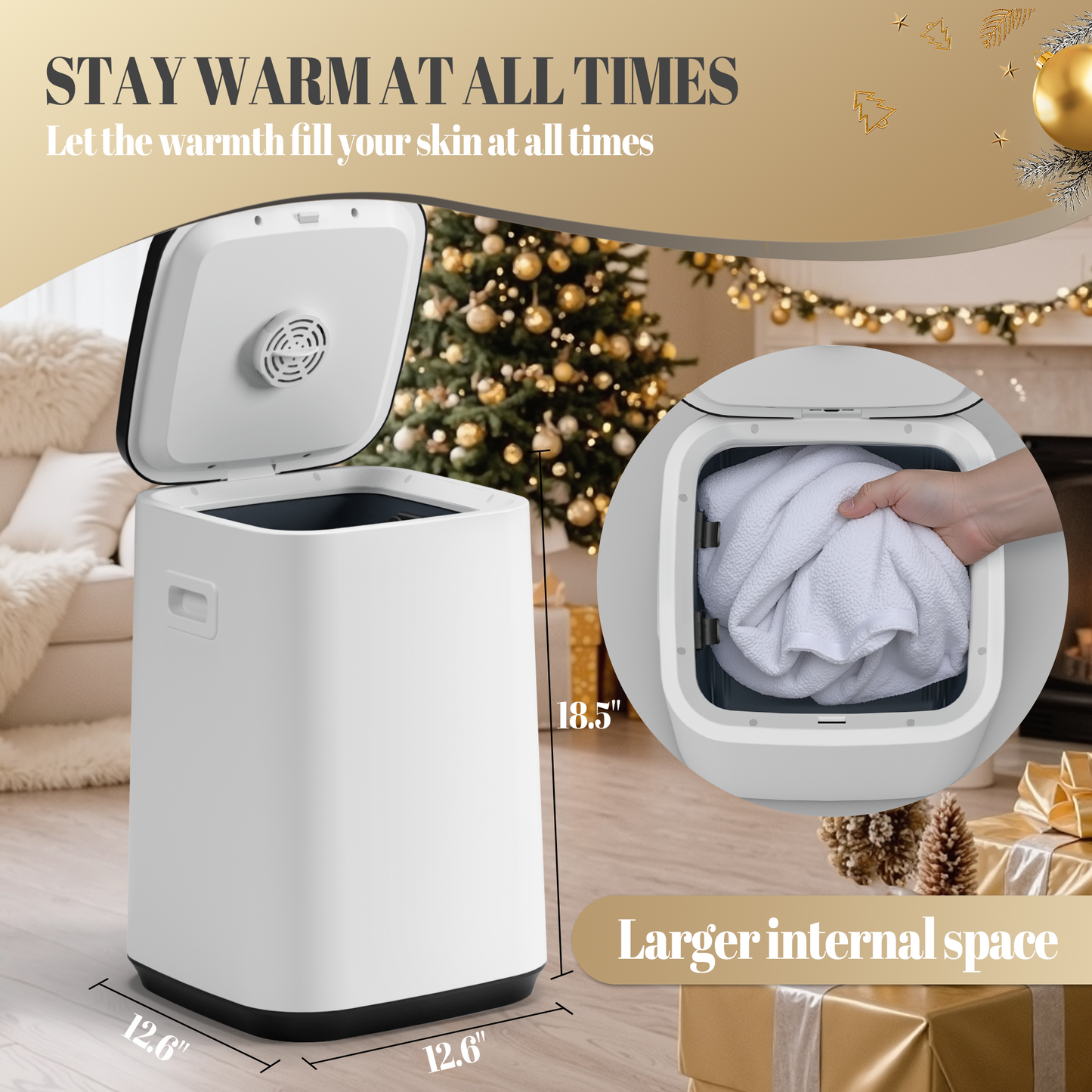Towel Warmer, Towel Warmers for Bathroom Features 24 Hours Delay and Child Lock, Higher Temperatures and Quicker Heating of Towels, Bathrobes and Blankets, (Battery & Remote Included) (23L)