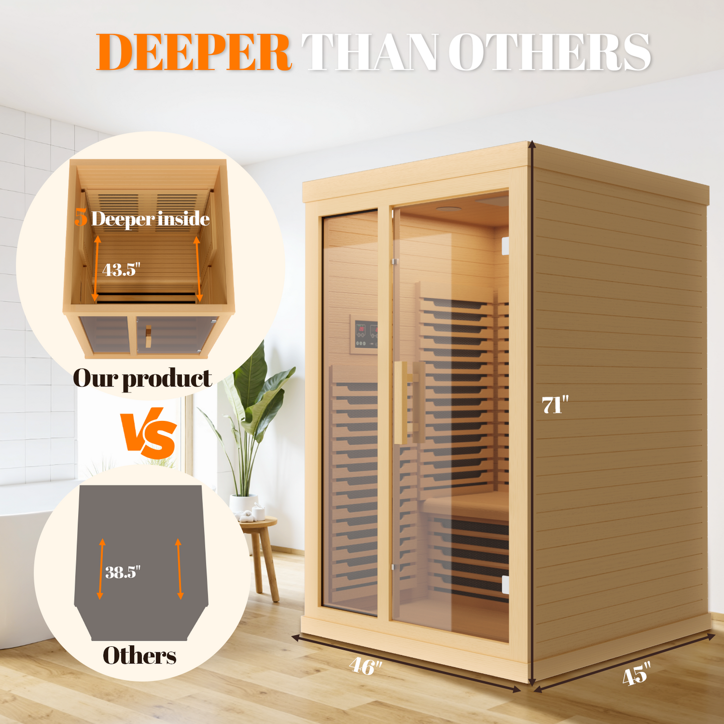 Far Infrared Wooden Sauna Low EMF- 2 Person Personal Sauna for Home Use, Full Spectrum Infrared Sauna, Dual Tempered Glass & Bluetooth Speakers - Indoor Sauna 2000W,Brown