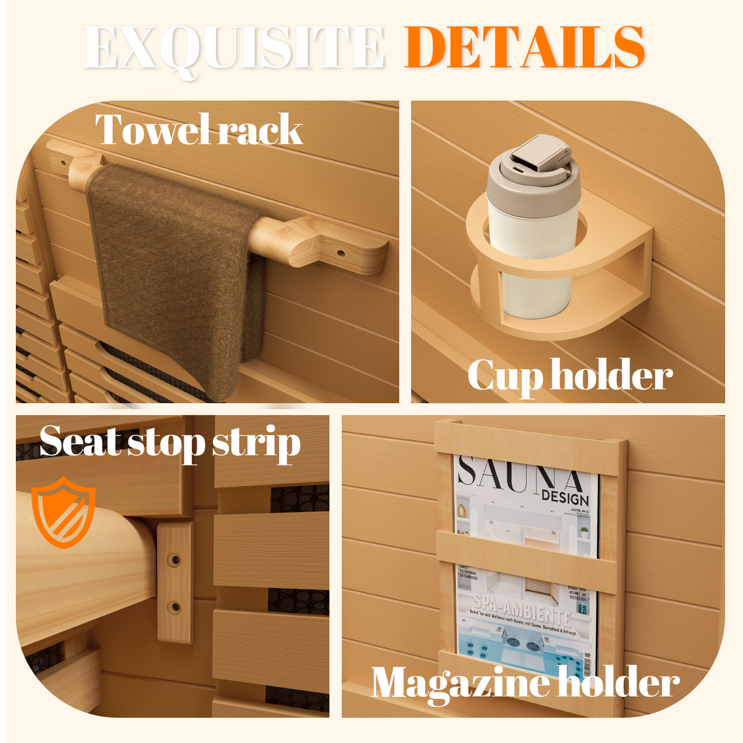 Far Infrared Wooden Sauna Low EMF- 2 Person Personal Sauna for Home Use, Full Spectrum Infrared Sauna, Dual Tempered Glass & Bluetooth Speakers - Indoor Sauna 2000W,Brown
