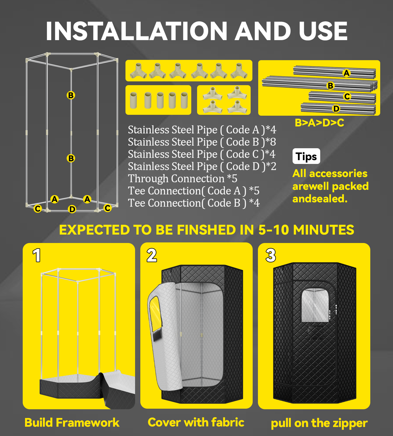 Portable Sauna Box for Home, Personal Steam Nurecover Saunas Tent at Home Use, ๐๐๐๐๐ ๐๐ Steamer, Pentagon Design with Higher Temperature & Lager Space 2.9โ x 3.9โ x 5.9โ, Black