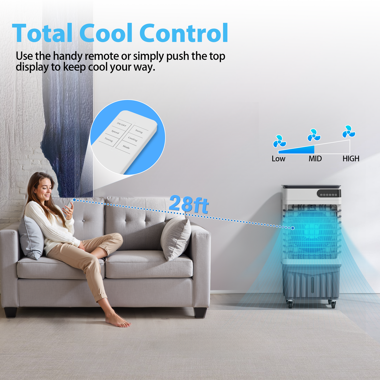 Swamp Cooler Air Conditioners, Large 8.5-Gal Tank for 7d Cooling, 4-IN-1 Portable Evaporative Cooler with LED Touch Screen, 3 Speeds, 12H Timer & Remote, 600 Sq.Ft Coverage, Ideal for Large Rooms Brand: Tehanld