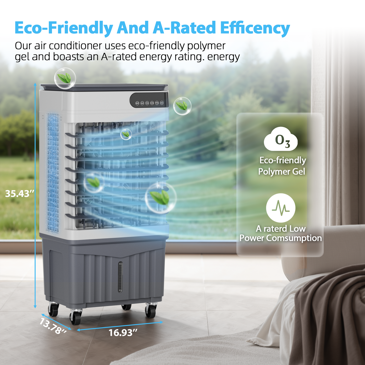 Swamp Cooler Air Conditioners, Large 8.5-Gal Tank for 7d Cooling, 4-IN-1 Portable Evaporative Cooler with LED Touch Screen, 3 Speeds, 12H Timer & Remote, 600 Sq.Ft Coverage, Ideal for Large Rooms Brand: Tehanld