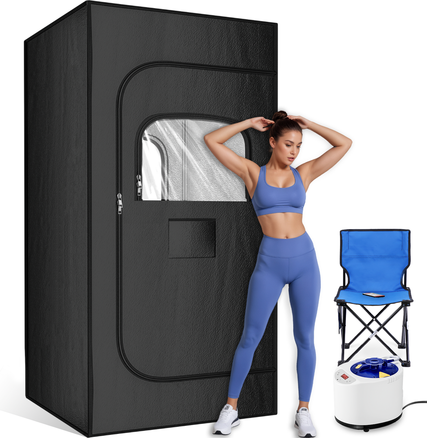 Portable Sauna Box for Home, Personal Steam Nurecover Saunas Heater at Home Use, ๐๐ ๐๐๐๐๐ฐ Steamer, Indoor Foldable Sauna Tent, Dry Sauna SPA Full Body, Black, 2.7โ x 2.7โ x 5.9โ