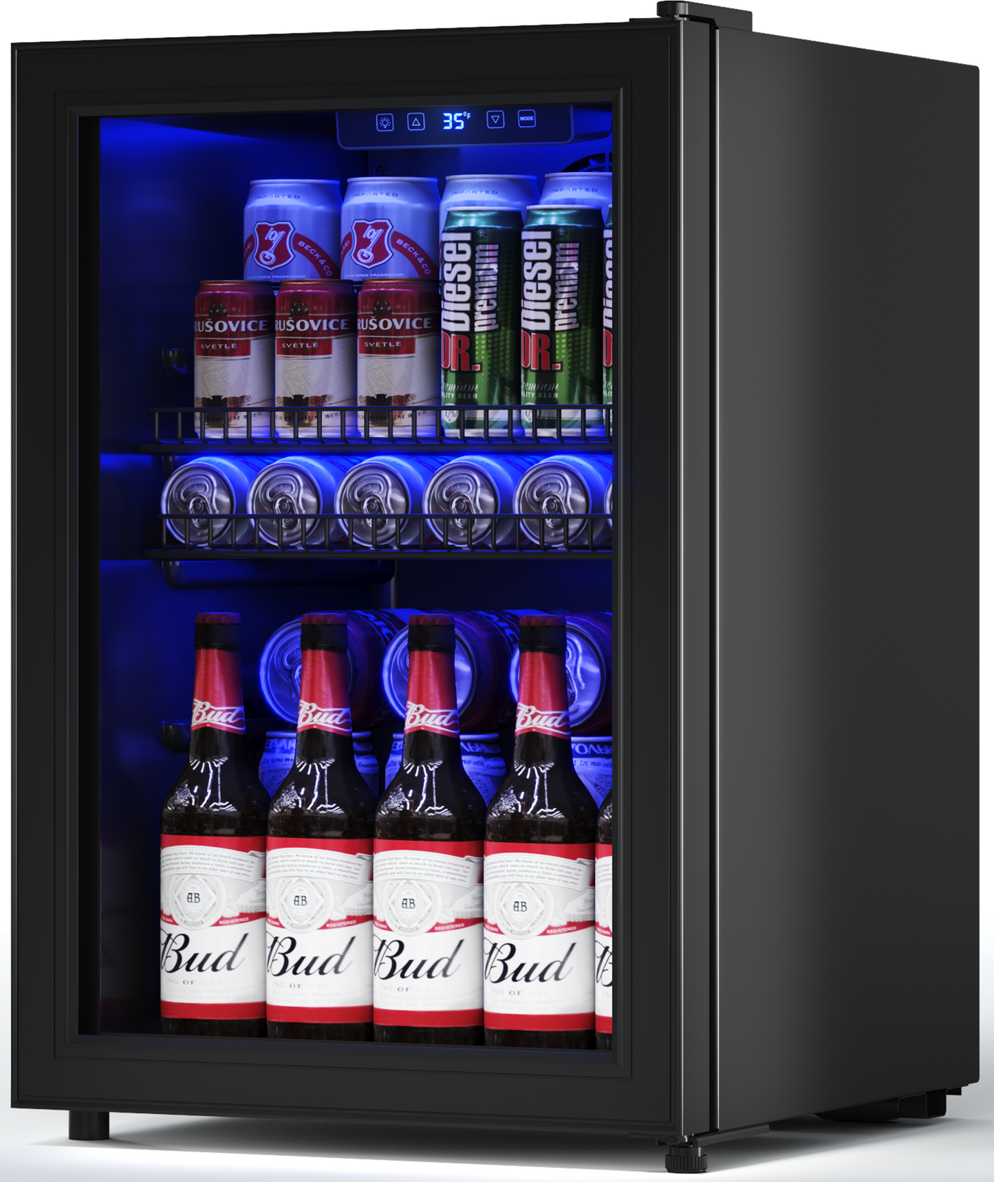 2.5 Cu.Ft Wine Fridge, Mini Fridge With Glass Door, Wine Cooler Refrigerator, Beverage Drink Beer Fridge, Adjustable Shelves & Digital Temperature Display, 22 Bottle 95 Can