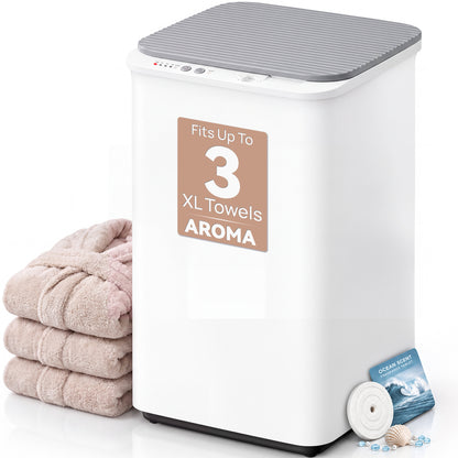 Towel Warmer Bucket for Bathroom Fits 3 Oversized Towels, Gray | 5-6 Towels, 4-Timer, 360° Fast Heating, Fragrance Tray, Auto Shut-Off, ETL&FCC, Triple Overheat Protection, Child Lock
