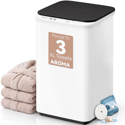 Towel Warmer Bucket for Bathroom Fits 3 Oversized Towels, Black | 5-6 Towels, 4-Timer, 360° Fast Heating, Fragrance Tray, Auto Shut-Off, ETL&FCC, Triple Overheat Protection, Child Lock