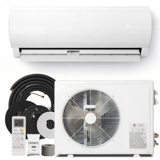 Tehanld Mini Split Ac/Heating System - 18000 BTU Mini Split Air Conditioner with Heat Pump, 19 SEER2 230V Energy Efficient AC Unit Up to 1250 Sq.Ft, Complete Installation Kit（White）