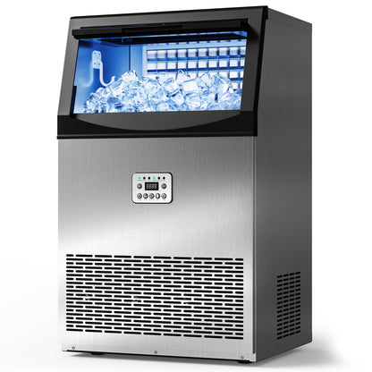 Tehanld Commercial Ice Maker, 110LBS/24H Ice Maker for Home, Outdoor, Bar|33LBS Large Capacity, 50 Ice Cubes/15 Mins, Self-Cleaning & Water Filter, Under Counter & Freestanding Ice Maker Machine