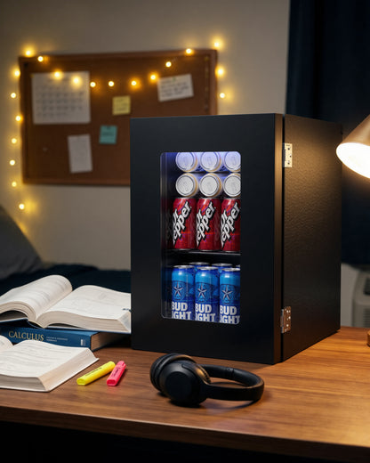 Tehanld 0.6 Cu.ft Beverage Cooler, Compressor Mini Fridge with Glass Door, Small Beverage Refrigerator 40-61°F Adjustable Temperature, Freestanding Soda Beer Fridge for Office, Bedroom, Black
