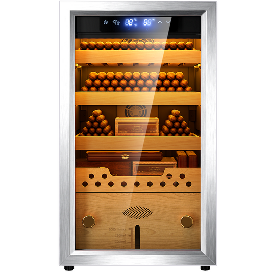 40L Electric Humidor Cabinet with Advanced Compressor Temperature & Humidity Control, Luxurious Alloy Door, LED Lighting, 4-Layer Desktop Design, Holds Up to 300 Cigars