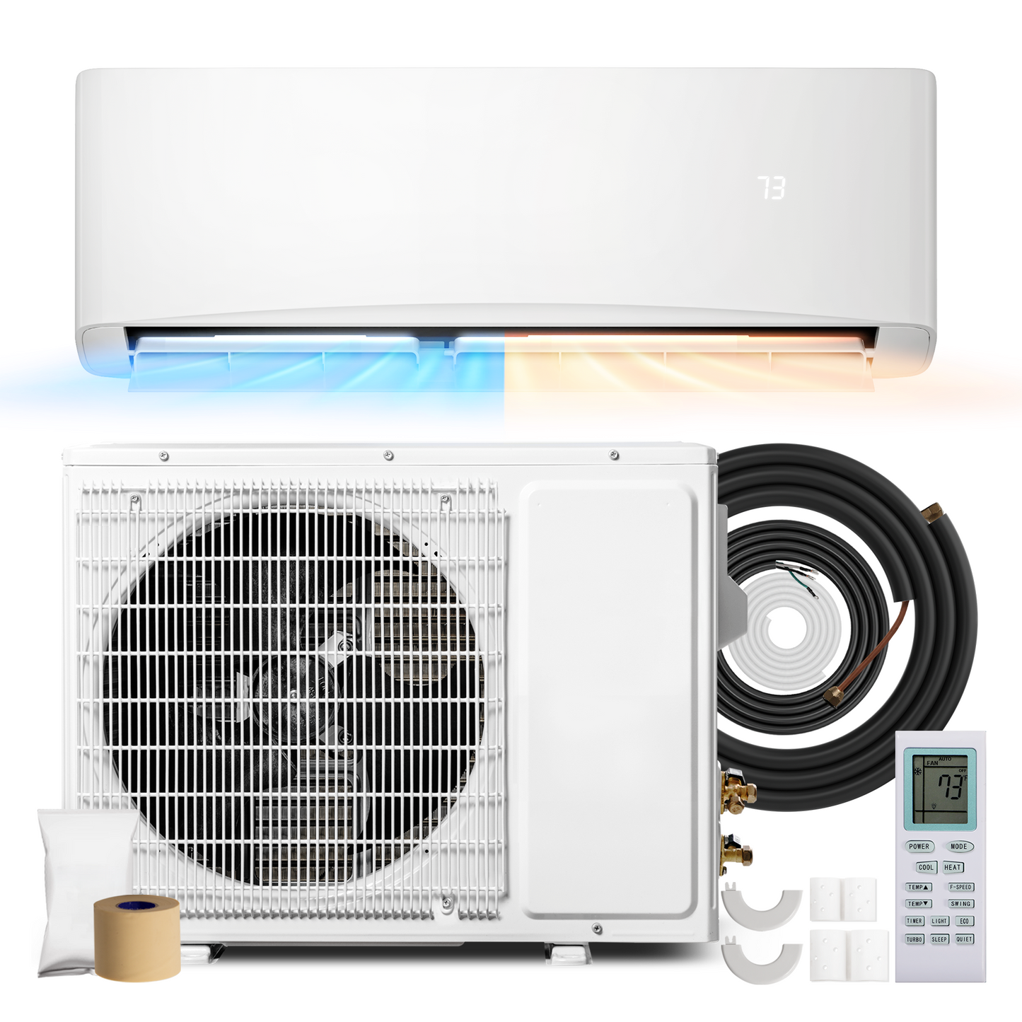 Tehanld 12000 BTU Mini Split Air Conditioner, 17 SEER2 230V Energy Efficient AC Inverter Air Conditioner & Heater Pump System, Cools Up to 750 Sq.Ft, Complete Installation Kit