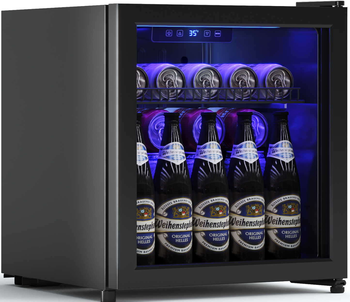 1.77 Cu.Ft Beverage Refrigerator, Mini Fridge With Glass Door, Beverage Cooler Refrigerator, Wine Drink Beer Fridge, Adjustable Shelves (Black)