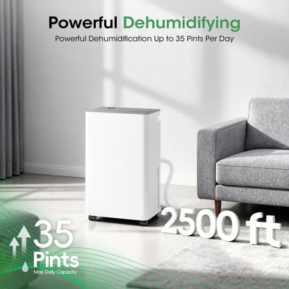 2500 sq.ft Dehumidifier for Basement, Smart APP WiFi Control,35 Pint Dehumidifiers for Home with Drain Hose, 24H Timer & Child Lock, Quiet & Eco, Ideal for Large Rooms, Bathroom, Bedroom
