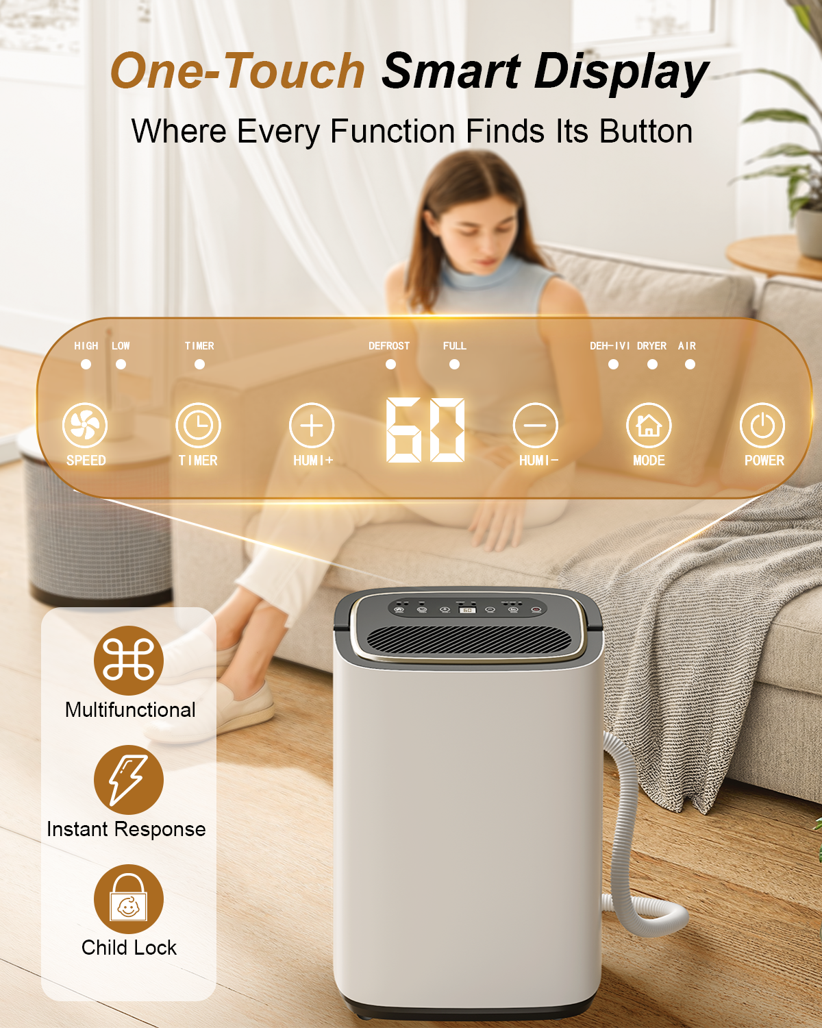 5000 Sq. Ft. Dehumidifier for Basement, Update 50 Pint Quiet Dehumidifiers for Home with Drain Hose, Smart Humidity Control, 24H Timer & Child Lock, Ideal for Large Rooms, Bedroom, Garage