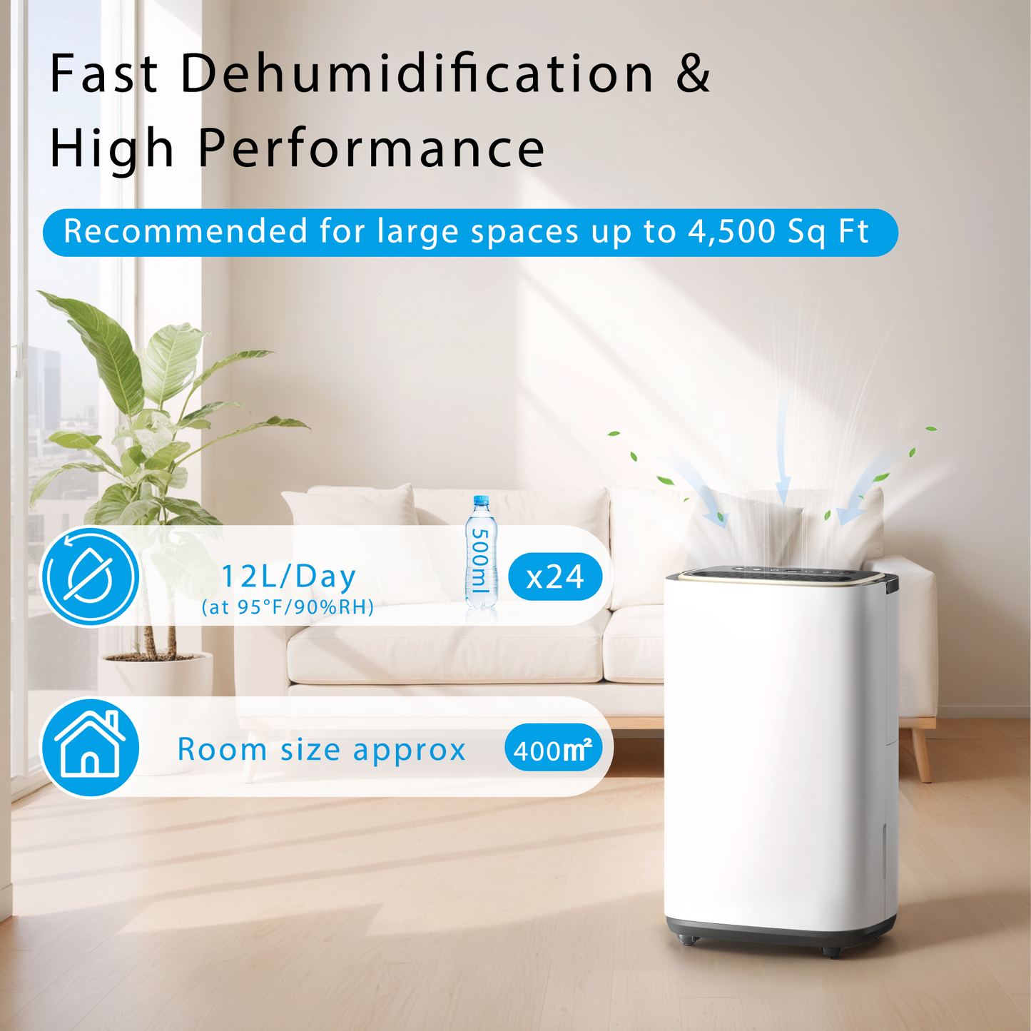 Tehanld 5000 Sq.Ft Dehumidifier for Basement with Drain Hose
