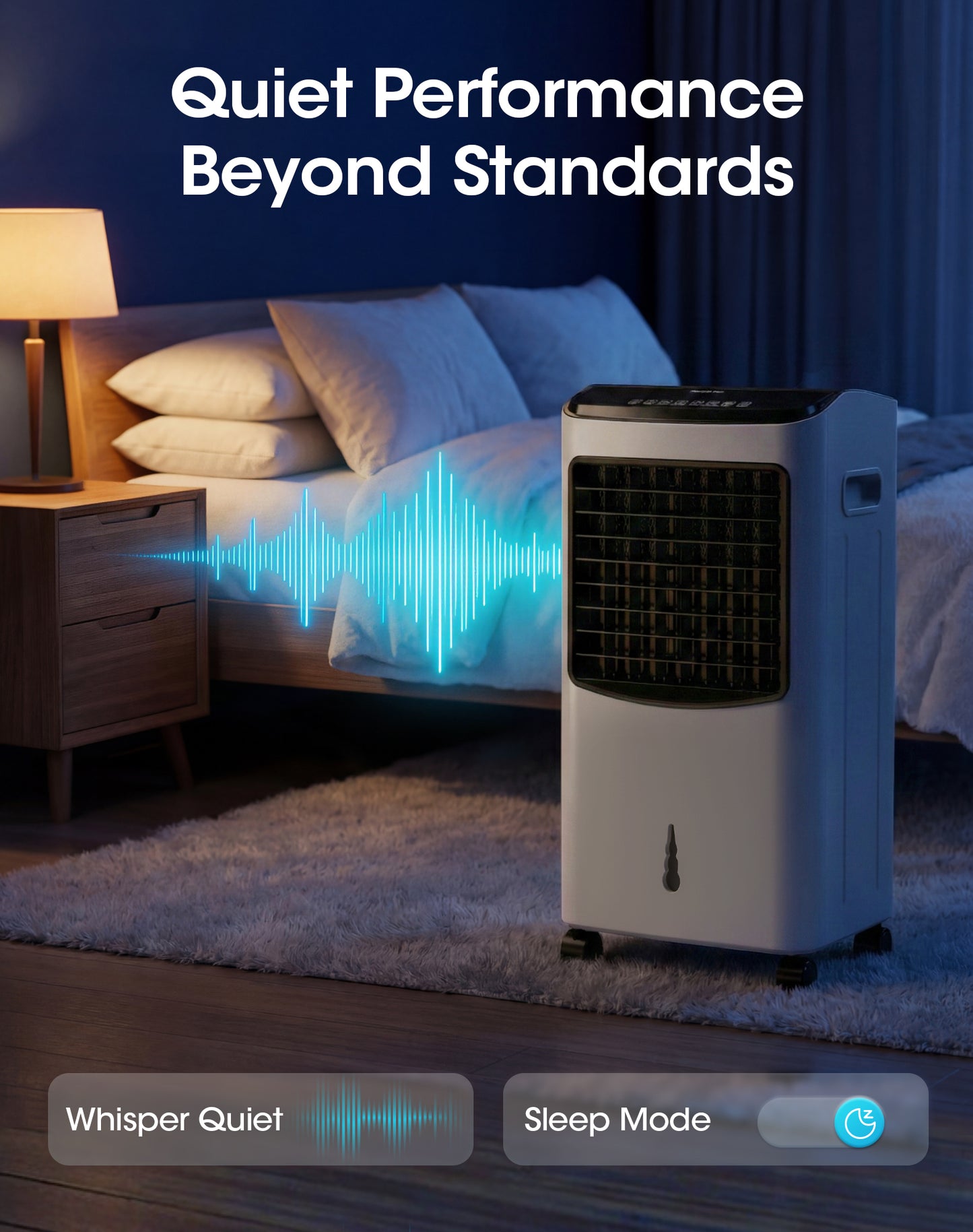 Tehanld Portable Evaporative Air Cooler, 2.1 Gal Swamp Cooler with 4 Ice Packs, 1620 CFM Windowless Room Cooling Fan with 120° Oscillation, 3 Speeds, 16H Timer & Remote for Home, Bedroom, Office