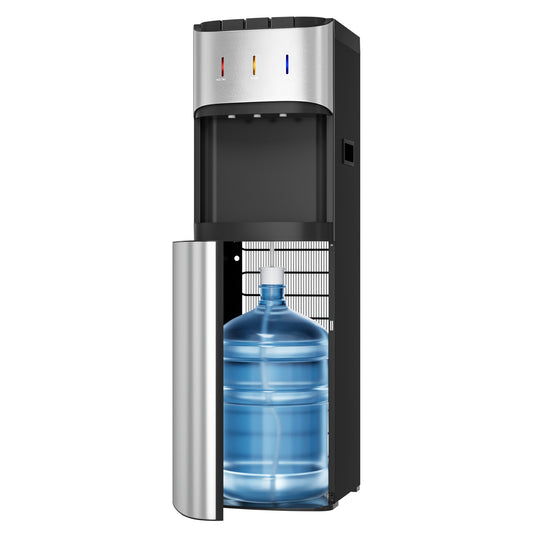 Bottom Loading Water Cooler Dispenser for 3 or 5 Gallon Bottles, Water Dispenser with Hot, Room & Cold Spouts, Child Safety Lock, LED Display with Empty Bottle Alert