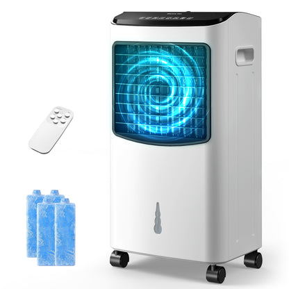Tehanld Portable Evaporative Air Cooler, 2.1 Gal Swamp Cooler with 4 Ice Packs, 1620 CFM Windowless Room Cooling Fan with 120° Oscillation, 3 Speeds, 16H Timer & Remote for Home, Bedroom, Office