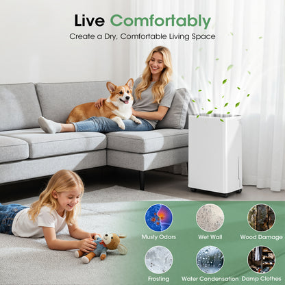 2500 sq.ft Dehumidifier for Basement, Smart APP WiFi Control,35 Pint Dehumidifiers for Home with Drain Hose, 24H Timer & Child Lock, Quiet & Eco, Ideal for Large Rooms, Bathroom, Bedroom