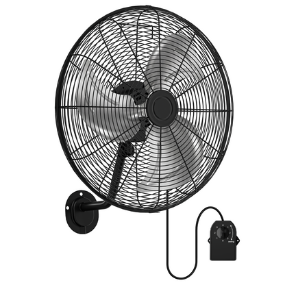Tehanld Industrial Wall Fan 20 Inch - 3400 CFM High Velocity Airflow, Heavy Duty Metal Wall Mounted Fan with 80° Oscillation & Adjustable Tilt, 3-Speed Commercial Fan for Workshop & Patio