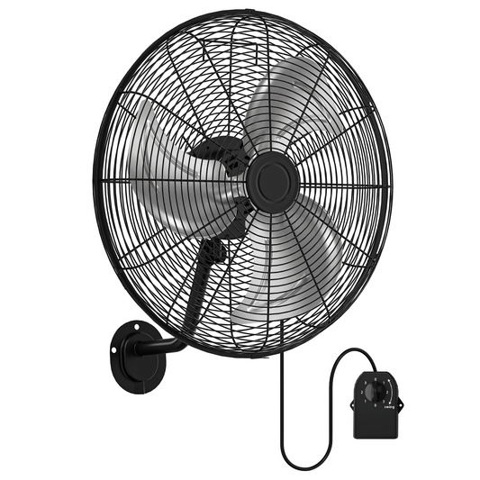Tehanld Industrial Wall Fan 20 Inch - 3400 CFM High Velocity Airflow, Heavy Duty Metal Wall Mounted Fan with 80° Oscillation & Adjustable Tilt, 3-Speed Commercial Fan for Workshop & Patio