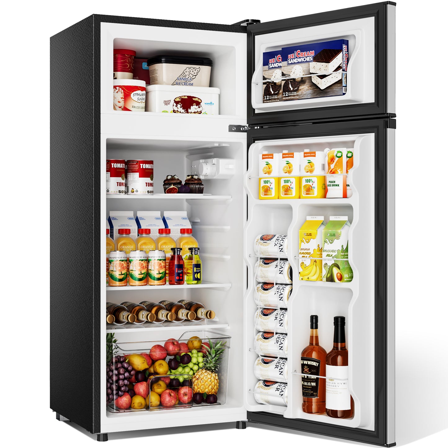 Tehanld 4.5 Cu.Ft Mini Fridge Freezer for Dorm/Office, 2-Door, Quiet