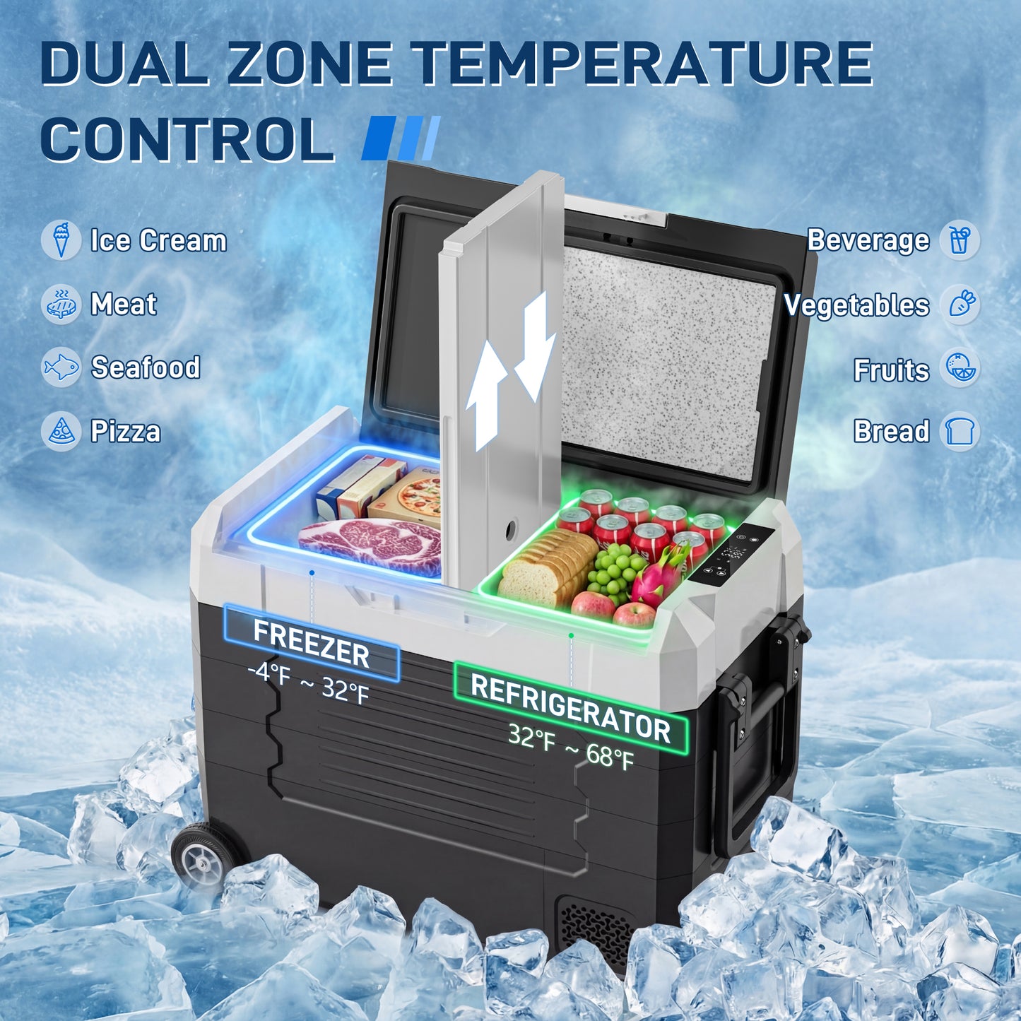 Tehanld 12 Volt Refrigerator, 58QT Portable Car Refrigerator