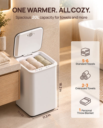 Towel Warmer Bucket for Bathroom Fits 3 Oversized Towels, Black | 5-6 Towels, 4-Timer, 360° Fast Heating, Fragrance Tray, Auto Shut-Off, ETL&FCC, Triple Overheat Protection, Child Lock