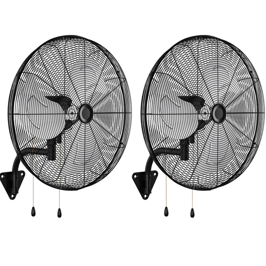 Tehanld 2PC Industrial Wall Fan 30 Inch - 7800 CFM High Velocity Airflow, Heavy Duty Metal Wall Mounted Fan with Dual Pull Chains & 90° Oscillation, 3-Speed Commercial Fan for Warehouse & Barn