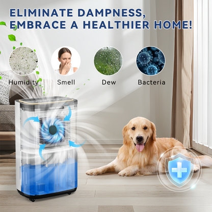 2500 Sq.Ft Large Dehumidifier for Basement, 30-Pint Whole House Dehumidifier with Compressor and Drain Hose, Intelligent Humidity Control, 3 Modes, 24H Timer, Ideal For Bedrooms, Bathrooms or RV