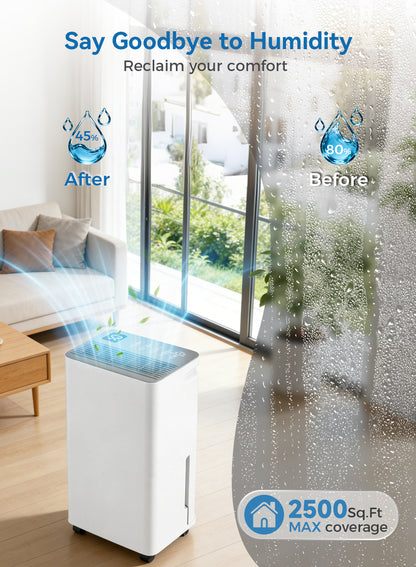 2500 Sq.Ft Dehumidifier for Basement with Drain Hose