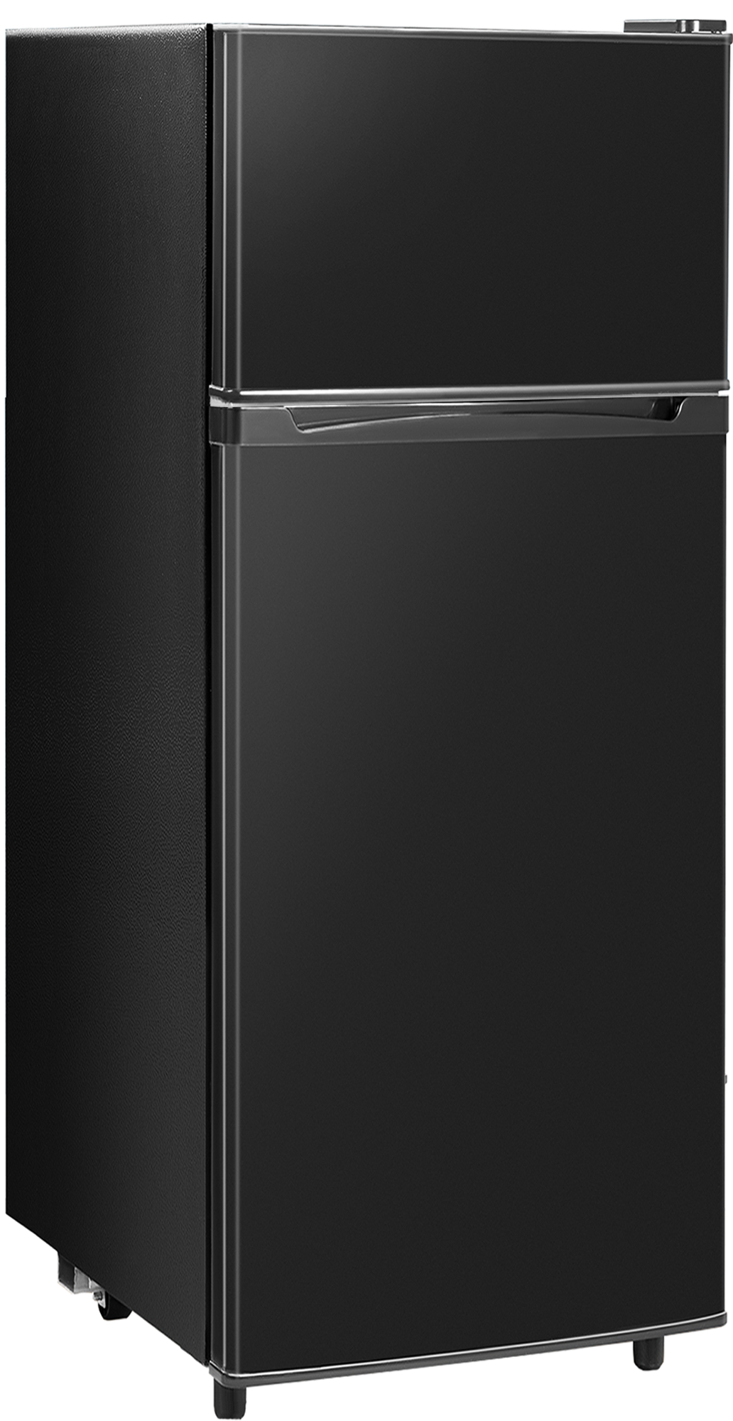 4.4 Cu.Ft Double Door Refrigerator with Freezer, Mini Fridge for Bedroom Office Dorm and Apartment, Small Compact Refrigerators with Wheels, Low Noise, Energy Saving, (Black)