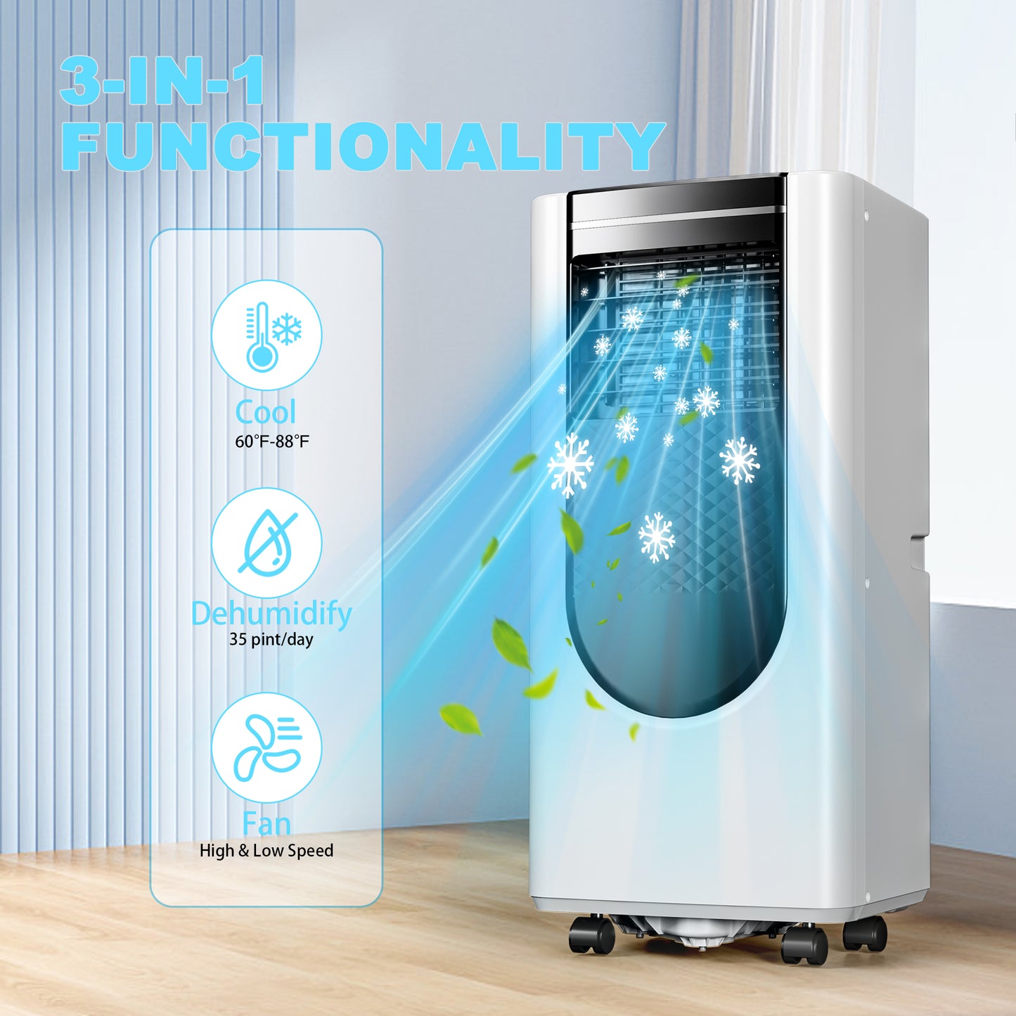 Portable Air Conditioner 8,000 BTU AC Unit Cool Up to 350 Sq.Ft. with Remote Control/LED Display/24Hr Timer/Window Mounting Kit & Screwdriver,White