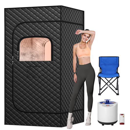 Sauna, Portable Sauna for Home, Sauna Box, Full Size Steam Sauna Tent with 3L 1200W Large Capacity Steamer and Remote Control, Ideal for Spa, Indoor, Outdoor (Satin Cotton, Black)