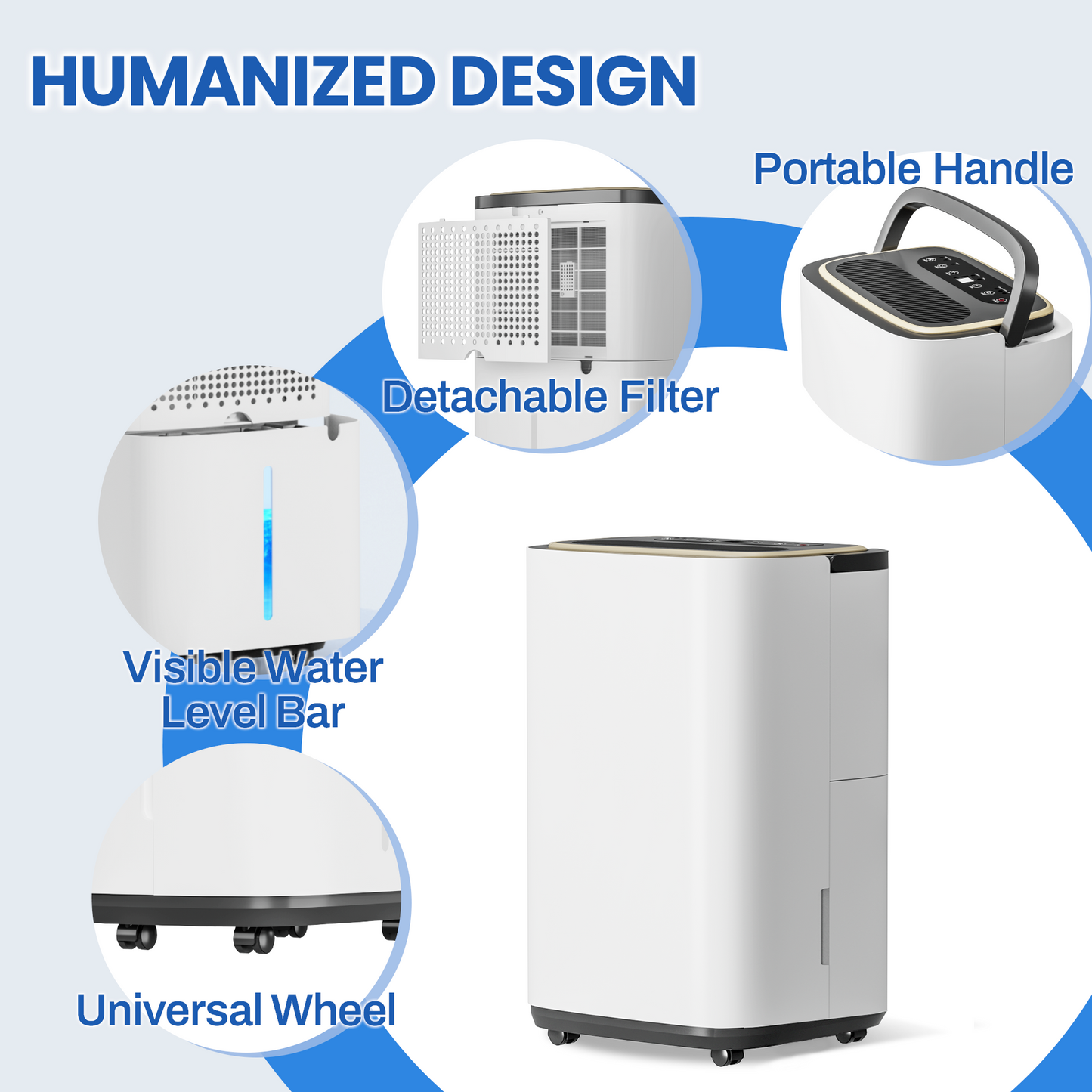 Tehanld 4500 Sq.Ft Large Dehumidifier for Basement, 50-Pint Whole House Dehumidifier with Compressor and Drain Hose, Smart Humidity Control, 3 Modes, 24H Timer, Ideal For Large Rooms, Bedrooms, Bathrooms