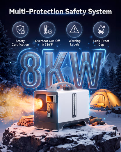 Tehanld 8KW Diesel Heater, 12V/24V/110V Portable Diesel Air Heater