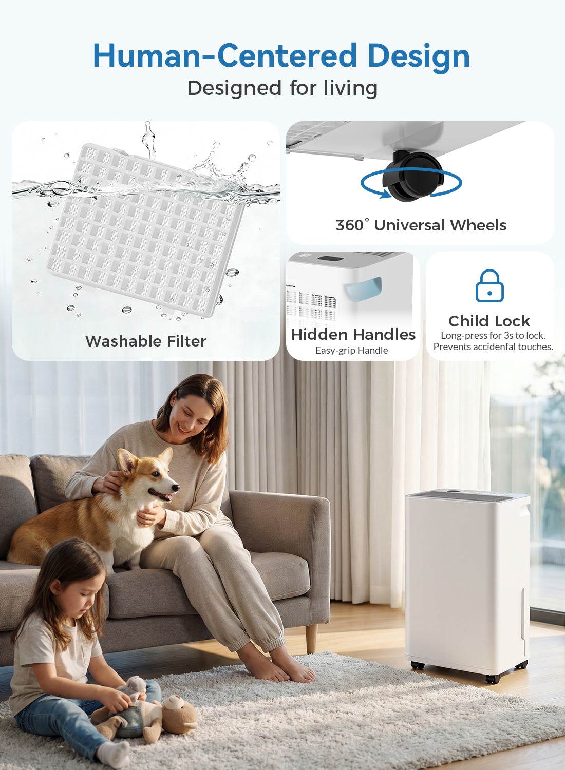 2500 Sq.Ft Dehumidifier for Basement with Drain Hose