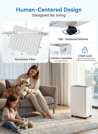 2500 Sq.Ft Dehumidifier for Basement with Drain Hose